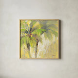 Breezy Palm I by Albena Hristova. Shown in a natural wood glass frame for a timeless modern aesthetic. Available as an archival giclee rolled canvas, fine art paper, or poster print. SKU 17822a.