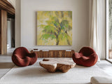 Breezy Palm II by Albena Hristova. Shown as extra-large giant wall art in a modern living room. Available as an archival giclee rolled canvas, fine art paper, or poster print. SKU 17823a.