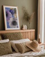 Bright Floral II by Albena Hristova. shown as a paper print in a natural frame. Available as a archival giclee rolled canvas, fine art paper, or poster print. SKU 64627h.