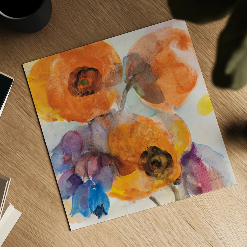 Bright Flowers I by Albena Hristova. Shown as a detailed flat fine art print, highlighting archival giclee quality. Available as an archival giclee rolled canvas, fine art paper, or poster print. SKU 86627a.