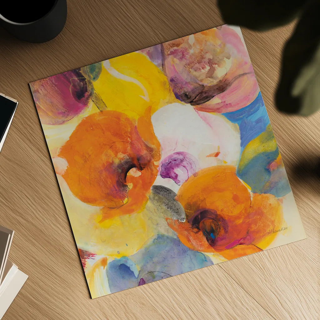 Bright Flowers III by Albena Hristova. Shown as a detailed flat fine art print, highlighting archival giclee quality. Available as an archival giclee rolled canvas, fine art paper, or poster print. SKU 86629a.