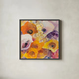 Bright Flowers IV by Albena Hristova. Shown in a sleek black glass frame for a contemporary gallery look. Available as an archival giclee rolled canvas, fine art paper, or poster print. SKU 86907a.