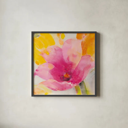 Bright Tulips IV by Albena Hristova. Shown in a sleek black glass frame for a contemporary gallery look. Available as an archival giclee rolled canvas, fine art paper, or poster print. SKU 80166a.