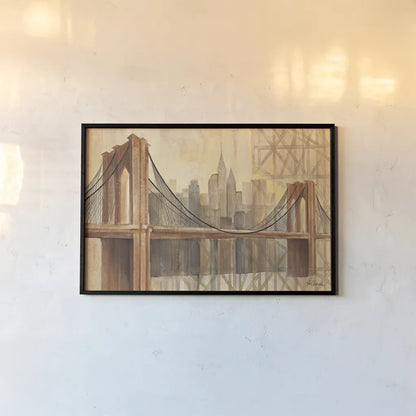 Brooklyn Bridge by Albena Hristova. shown as a paper print in a black flame. Available as a archival giclee rolled canvas, fine art paper, or poster print. SKU 4196i.