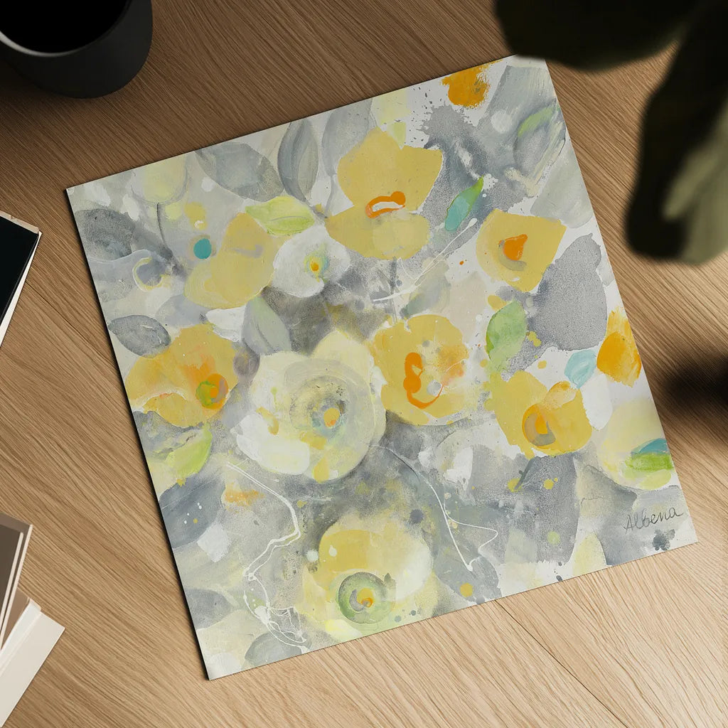 Buttercups II by Albena Hristova. Shown as a detailed flat fine art print, highlighting archival giclee quality. Available as an archival giclee rolled canvas, fine art paper, or poster print. SKU 22474a.