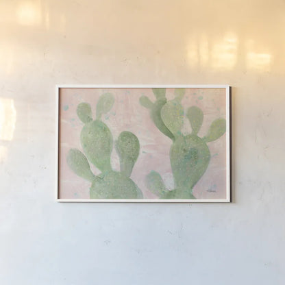 Cactus Panel III by Albena Hristova. shown as a paper print in a white frame. Available as a archival giclee rolled canvas, fine art paper, or poster print. SKU 41998i.