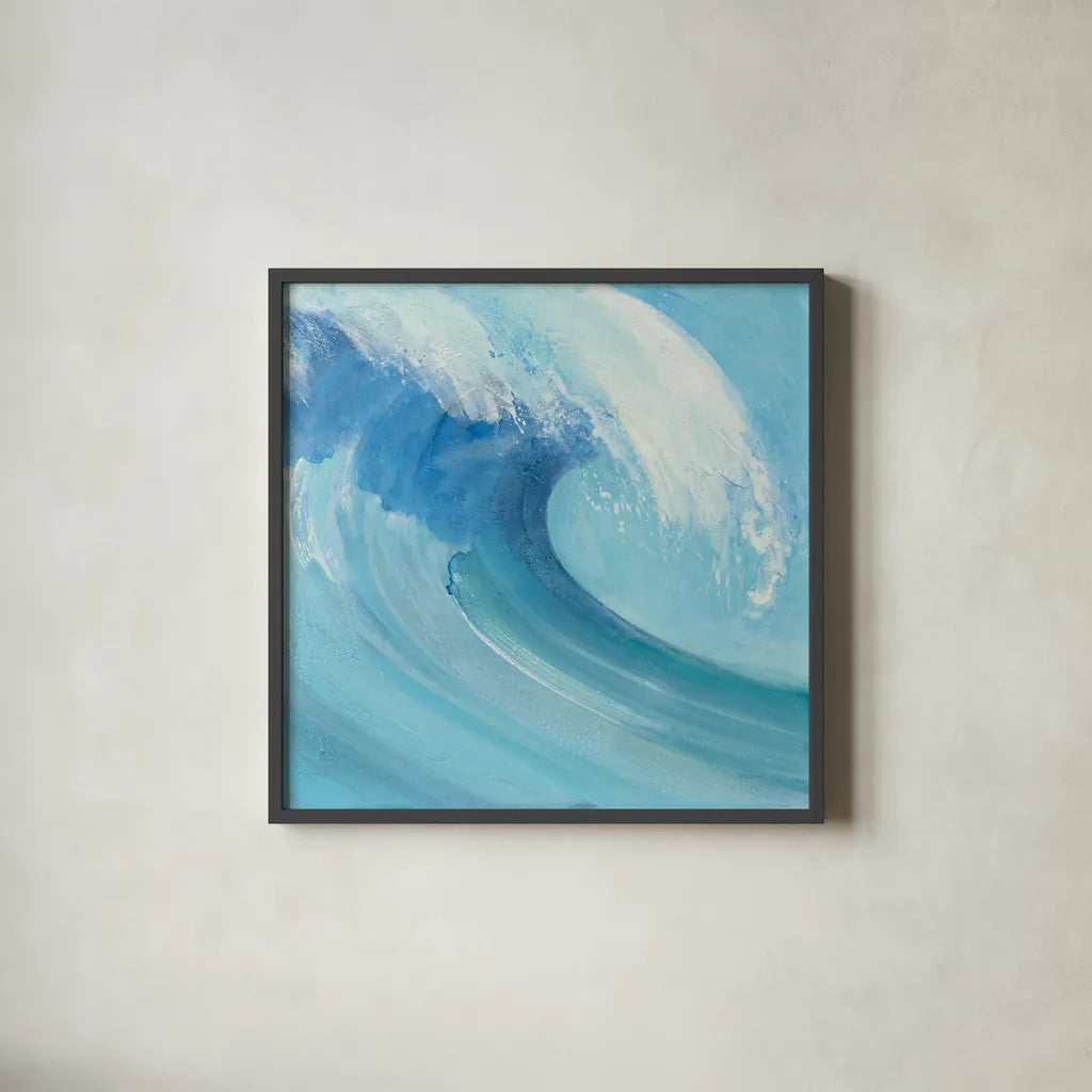 Catch a Wave Crop by Albena Hristova. Shown in a sleek black glass frame for a contemporary gallery look. Available as an archival giclee rolled canvas, fine art paper, or poster print. SKU 46910a.