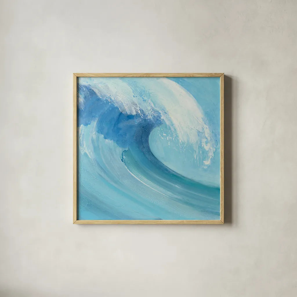 Catch a Wave Crop by Albena Hristova. Shown in a natural wood glass frame for a timeless modern aesthetic. Available as an archival giclee rolled canvas, fine art paper, or poster print. SKU 46910a.