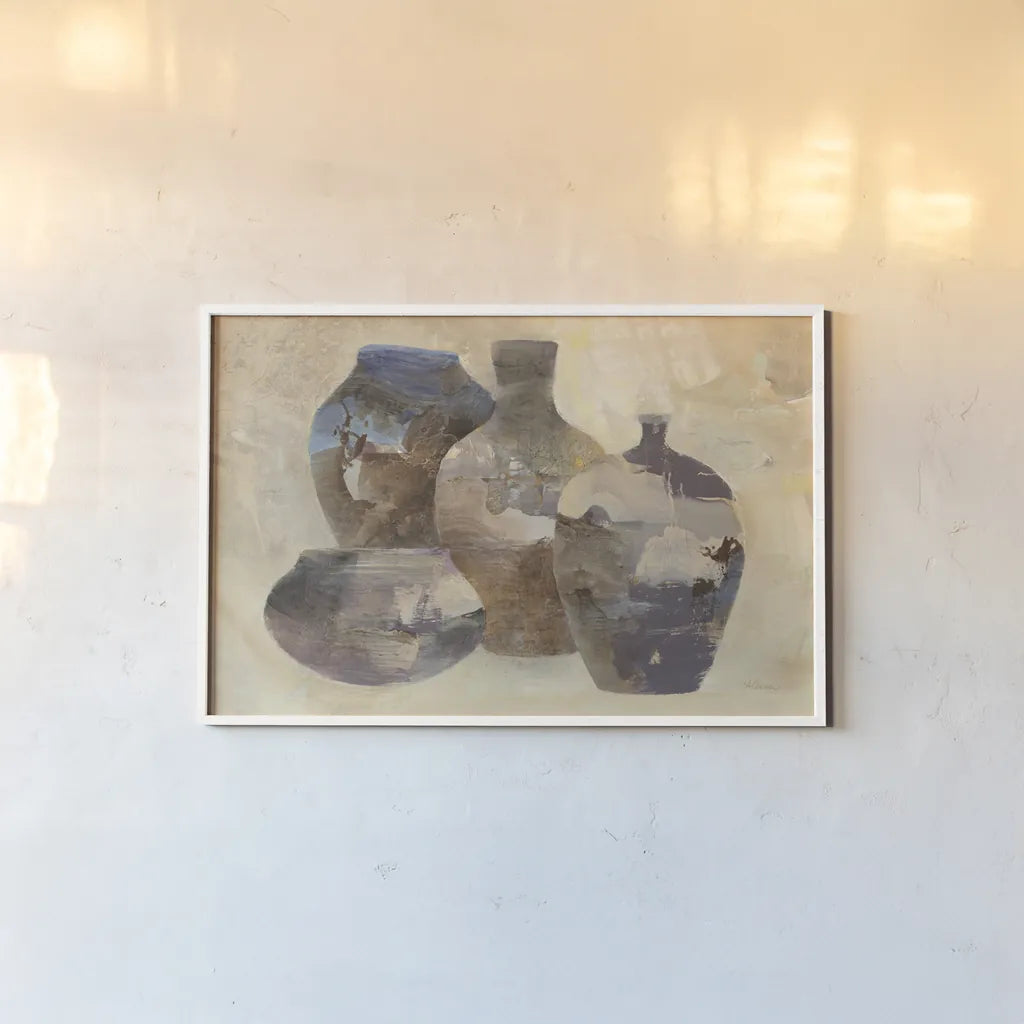 Ceramic Still Life by Albena Hristova. shown as a paper print in a white frame. Available as a archival giclee rolled canvas, fine art paper, or poster print. SKU 35190i.