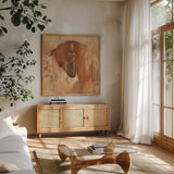 Charger by Albena Hristova. Shown in a natural wood frame in a cozy modern living room. Available as an archival giclee rolled canvas, fine art paper, or poster print. SKU 13604a.