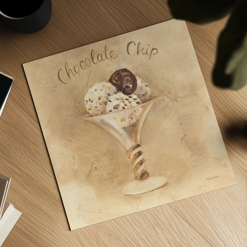 Chocolate Chip Sundae by Albena Hristova. Shown as a detailed flat fine art print, highlighting archival giclee quality. Available as an archival giclee rolled canvas, fine art paper, or poster print. SKU 54503a.