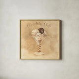 Chocolate Chip Sundae by Albena Hristova. Shown in a natural wood glass frame for a timeless modern aesthetic. Available as an archival giclee rolled canvas, fine art paper, or poster print. SKU 54503a.