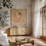 Chocolate Chip Sundae by Albena Hristova. Shown in a natural wood frame in a cozy modern living room. Available as an archival giclee rolled canvas, fine art paper, or poster print. SKU 54503a.