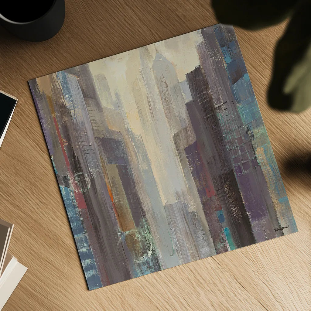 City at Dawn by Albena Hristova. Shown as a detailed flat fine art print, highlighting archival giclee quality. Available as an archival giclee rolled canvas, fine art paper, or poster print. SKU 14543a.