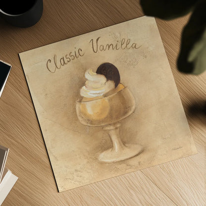 Classic Vanilla Sundae by Albena Hristova. Shown as a detailed flat fine art print, highlighting archival giclee quality. Available as an archival giclee rolled canvas, fine art paper, or poster print. SKU 54501a.