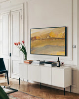 Coming Home by Albena Hristova. shown as a framed stretched canvas in a living room above a console. Available as a archival giclee rolled canvas, fine art paper, or poster print. SKU 35842i.