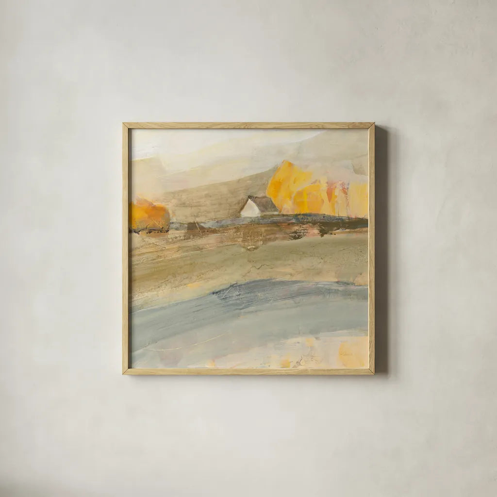 Coming Home Neutral Crop by Albena Hristova. Shown in a natural wood glass frame for a timeless modern aesthetic. Available as an archival giclee rolled canvas, fine art paper, or poster print. SKU 36985a.