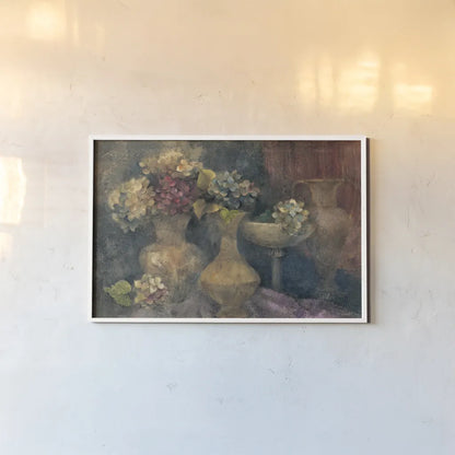 Composition in Blue by Albena Hristova. shown as a paper print in a white frame. Available as a archival giclee rolled canvas, fine art paper, or poster print. SKU 4218i.