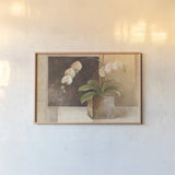 Contemporary Orchid by Albena Hristova. shown as a paper print in a natural frame. Available as a archival giclee rolled canvas, fine art paper, or poster print. SKU 6375i.