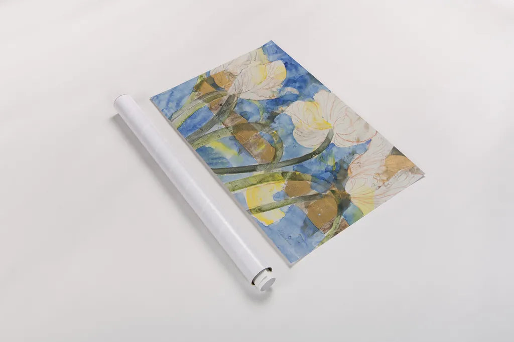 Contemporary Tulips by Albena Hristova. shown as a rolled paper print. Available as archival giclee rolled canvas, fine art paper, or poster print. SKU 91596i.