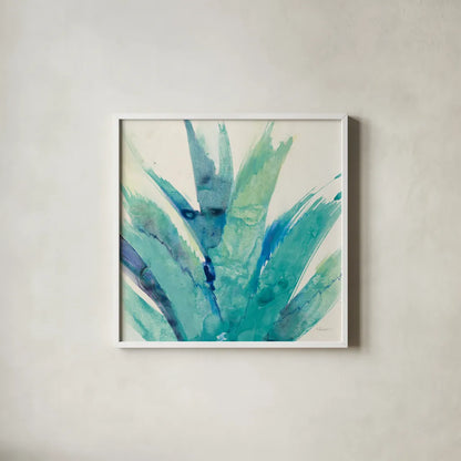 Cool Aloe Crop by Albena Hristova. Shown in a crisp white glass frame for a clean and minimalist style. Available as an archival giclee rolled canvas, fine art paper, or poster print. SKU 56276a.