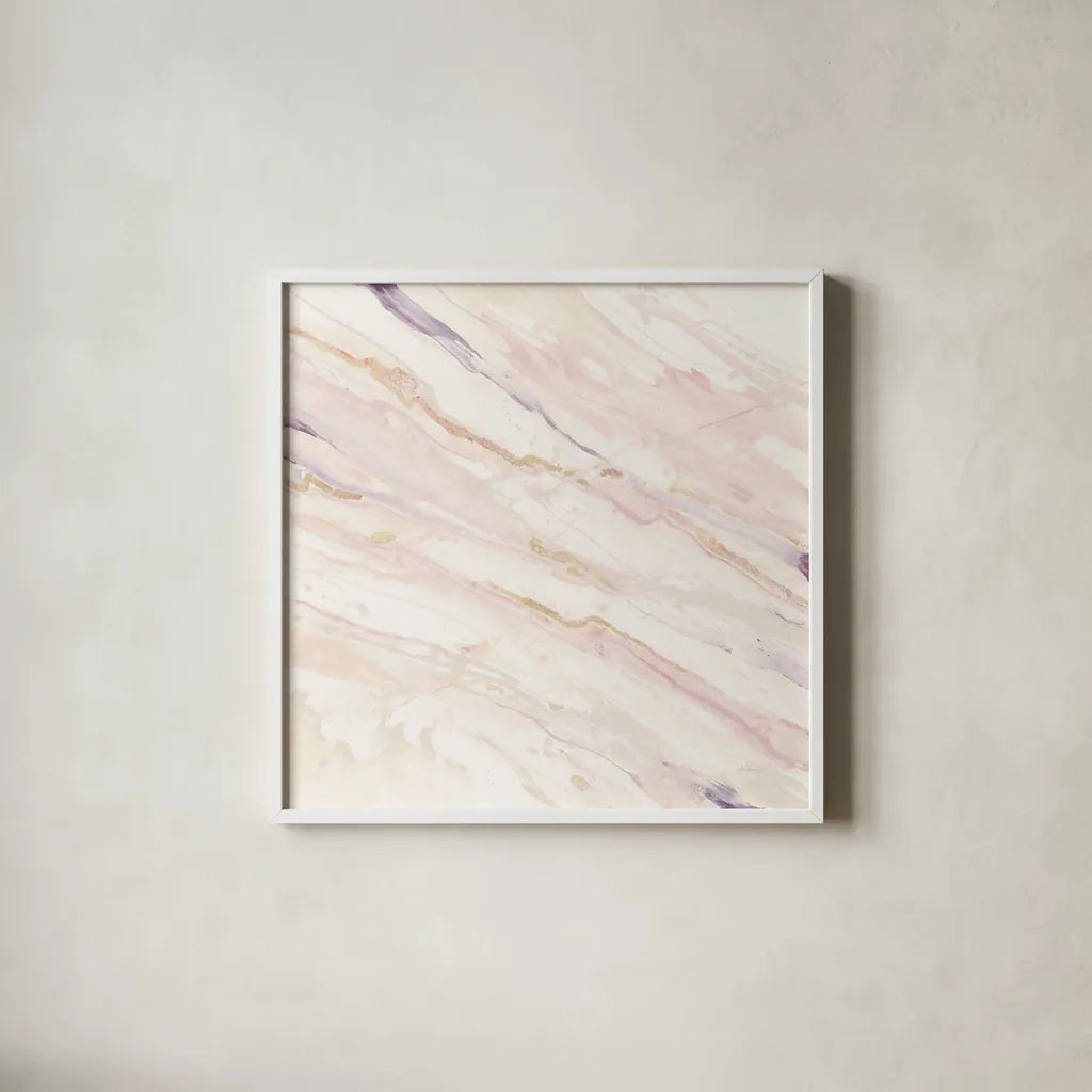 Copper Dreams Blush by Albena Hristova. Shown in a crisp white glass frame for a clean and minimalist style. Available as an archival giclee rolled canvas, fine art paper, or poster print. SKU 36966a.