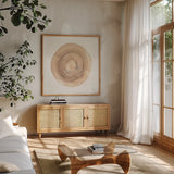 Counting the Years VI by Albena Hristova. Shown in a natural wood frame in a cozy modern living room. Available as an archival giclee rolled canvas, fine art paper, or poster print. SKU 37156a.
