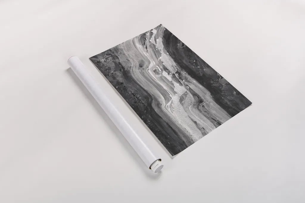 Currents Gray Black White by Albena Hristova. shown as a rolled paper print. Available as archival giclee rolled canvas, fine art paper, or poster print. SKU 33324i.