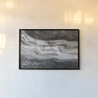 Currents Gray Black White by Albena Hristova. shown as a paper print in a black flame. Available as a archival giclee rolled canvas, fine art paper, or poster print. SKU 33324i.