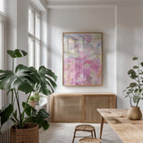 Dancer II by Albena Hristova. shown as a print in a natural wood frame in a dining room. Available as a archival giclee rolled canvas, fine art paper, or poster print. SKU 58781h.