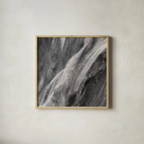 Dark Grey Splash by Albena Hristova. Shown in a natural wood glass frame for a timeless modern aesthetic. Available as an archival giclee rolled canvas, fine art paper, or poster print. SKU 28023a.