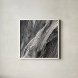 Dark Grey Splash by Albena Hristova. Shown in a crisp white glass frame for a clean and minimalist style. Available as an archival giclee rolled canvas, fine art paper, or poster print. SKU 28023a.