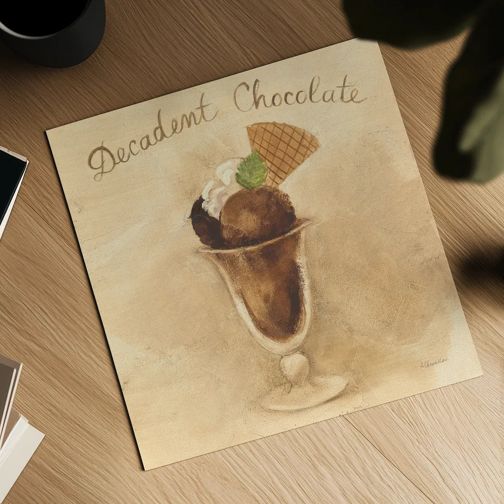 Decadent Chocolate Sundae by Albena Hristova. Shown as a detailed flat fine art print, highlighting archival giclee quality. Available as an archival giclee rolled canvas, fine art paper, or poster print. SKU 54502a.