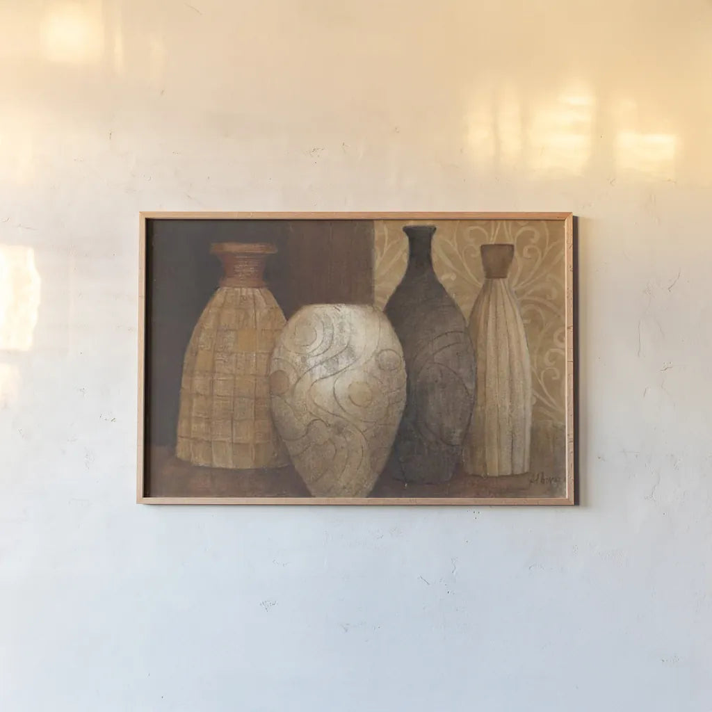 Decorative Vessels by Albena Hristova. shown as a paper print in a natural frame. Available as a archival giclee rolled canvas, fine art paper, or poster print. SKU 53851i.