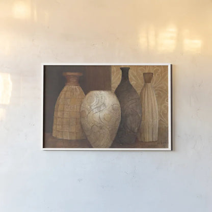 Decorative Vessels by Albena Hristova. shown as a paper print in a white frame. Available as a archival giclee rolled canvas, fine art paper, or poster print. SKU 53851i.