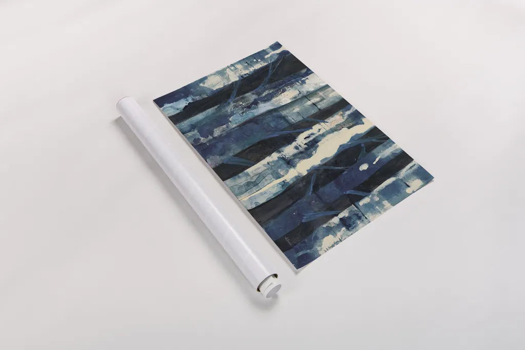 Deep Woods III Indigo by Albena Hristova. shown as a rolled paper print. Available as archival giclee rolled canvas, fine art paper, or poster print. SKU 36319i.