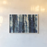 Deep Woods III Indigo by Albena Hristova. shown as a paper print in a white frame. Available as a archival giclee rolled canvas, fine art paper, or poster print. SKU 36319i.