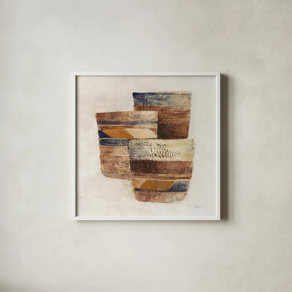 Desert Still Life II Navy by Albena Hristova. Shown in a crisp white glass frame for a clean and minimalist style. Available as an archival giclee rolled canvas, fine art paper, or poster print. SKU 66948a.