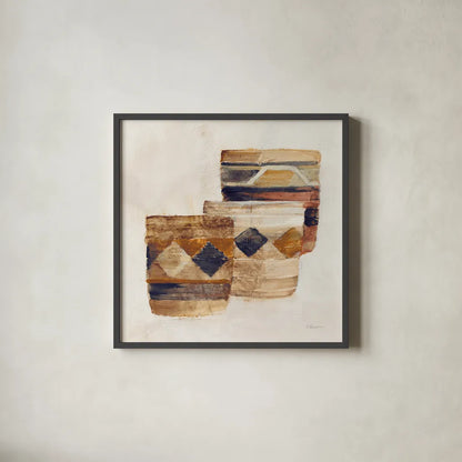 Desert Still Life III Navy by Albena Hristova. Shown in a sleek black glass frame for a contemporary gallery look. Available as an archival giclee rolled canvas, fine art paper, or poster print. SKU 66949a.
