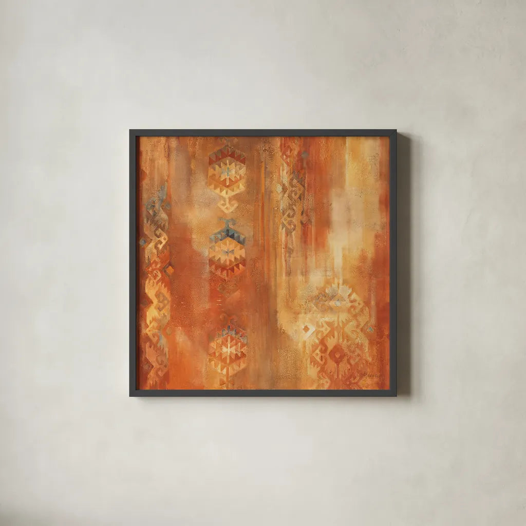 Desert Sunset II by Albena Hristova. Shown in a sleek black glass frame for a contemporary gallery look. Available as an archival giclee rolled canvas, fine art paper, or poster print. SKU 12094a.