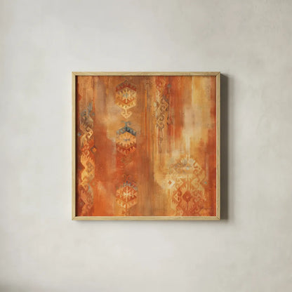 Desert Sunset II by Albena Hristova. Shown in a natural wood glass frame for a timeless modern aesthetic. Available as an archival giclee rolled canvas, fine art paper, or poster print. SKU 12094a.
