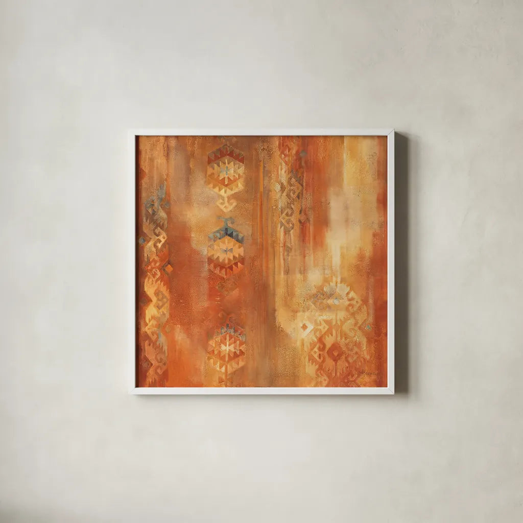 Desert Sunset II by Albena Hristova. Shown in a crisp white glass frame for a clean and minimalist style. Available as an archival giclee rolled canvas, fine art paper, or poster print. SKU 12094a.