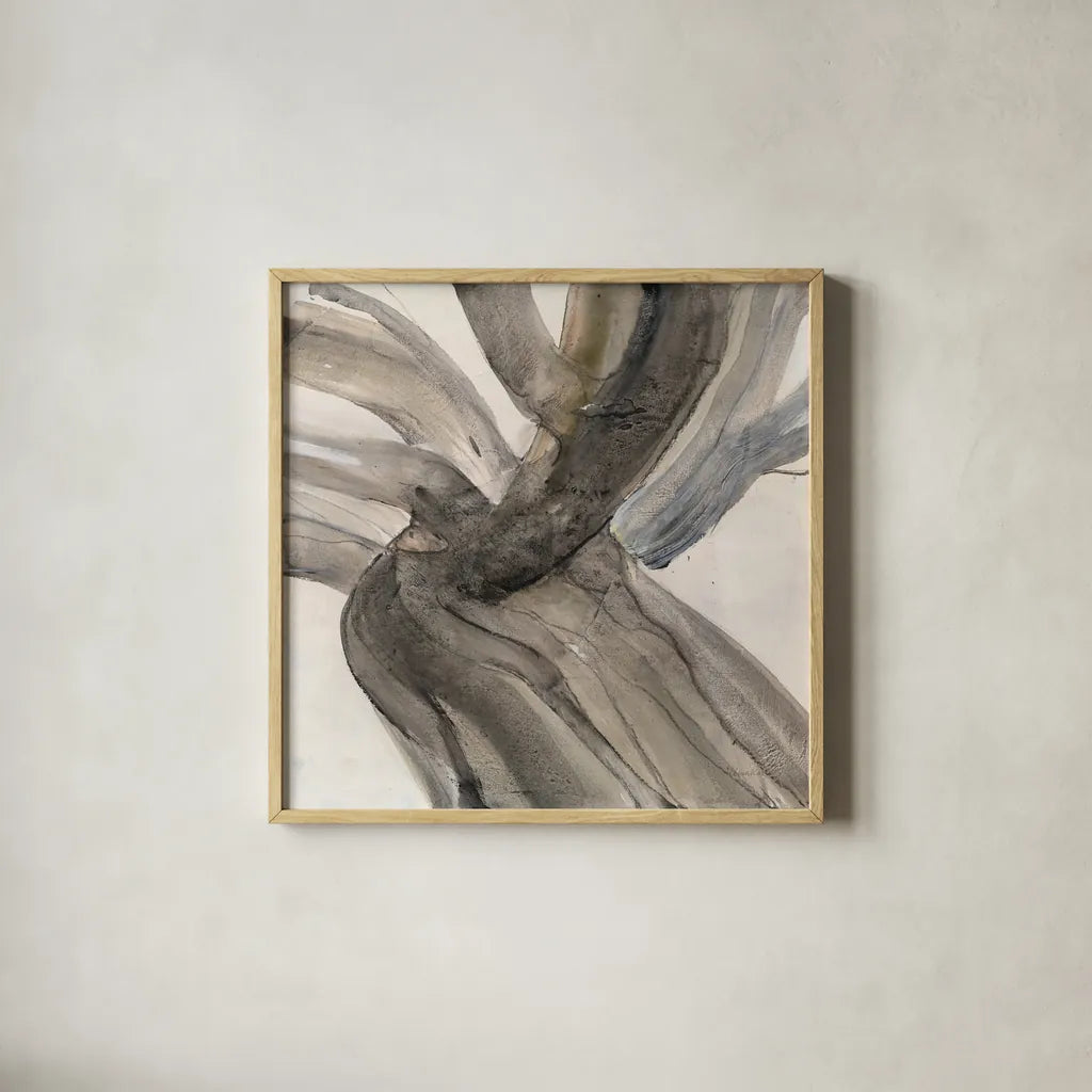 Driftwood II by Albena Hristova. Shown in a natural wood glass frame for a timeless modern aesthetic. Available as an archival giclee rolled canvas, fine art paper, or poster print. SKU 66032a.