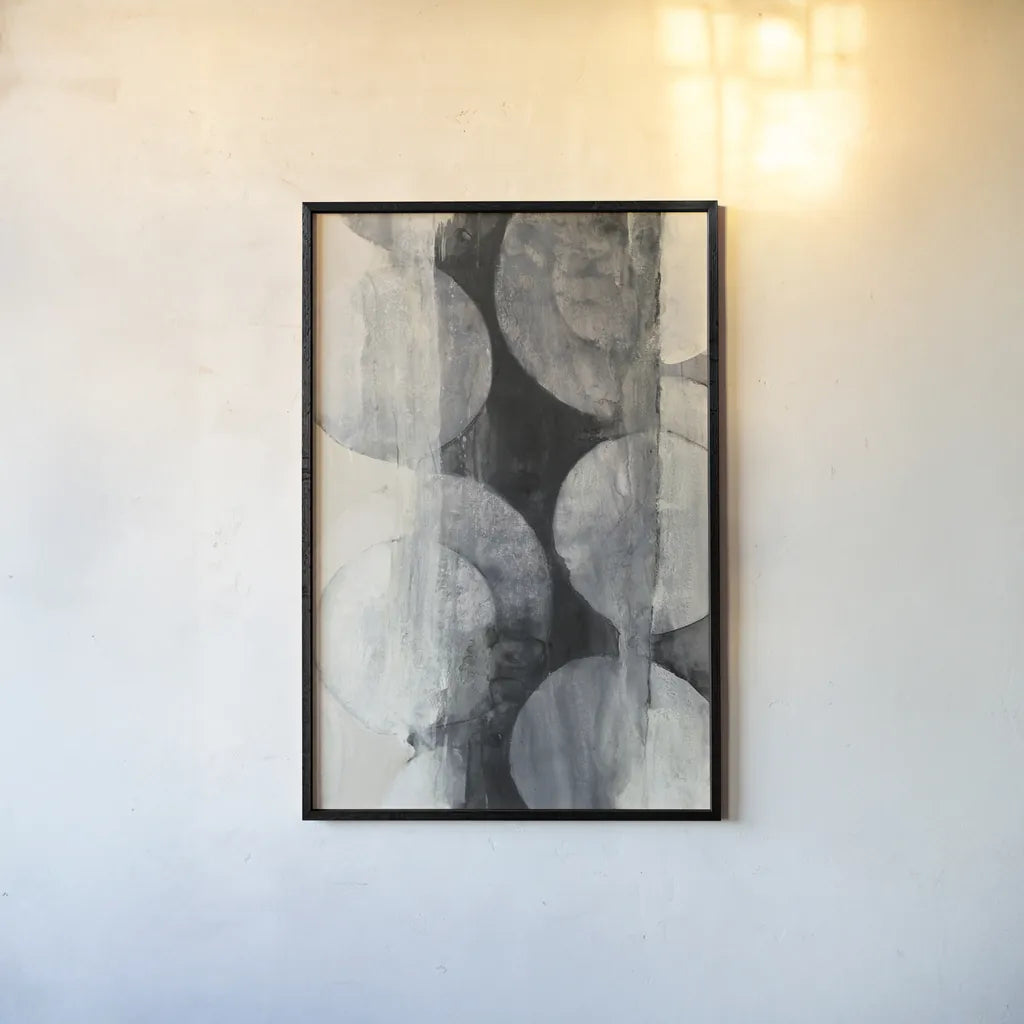 Eclipse Neutral Vertical by Albena Hristova. shown as a paper print in a black flame. Available as a archival giclee rolled canvas, fine art paper, or poster print. SKU 72761h.