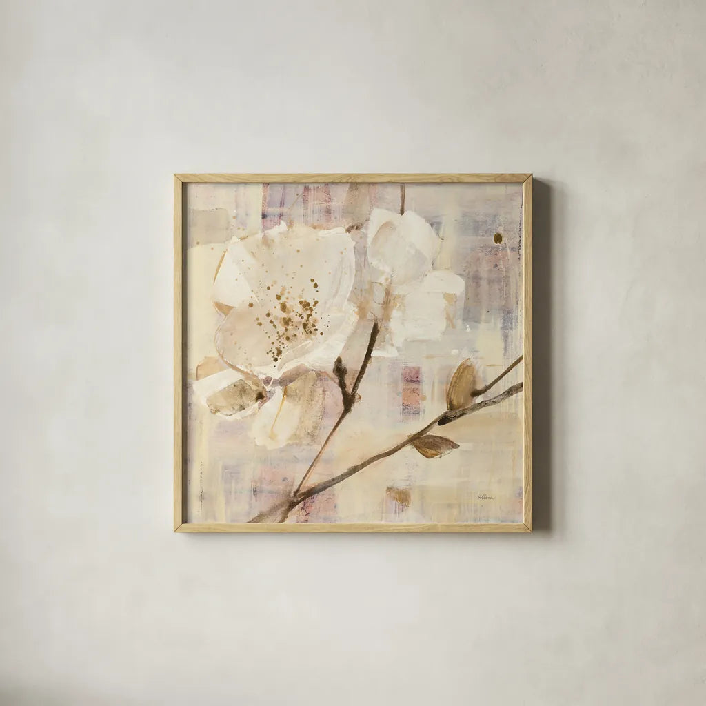 Elegance I by Albena Hristova. Shown in a natural wood glass frame for a timeless modern aesthetic. Available as an archival giclee rolled canvas, fine art paper, or poster print. SKU 32474a.