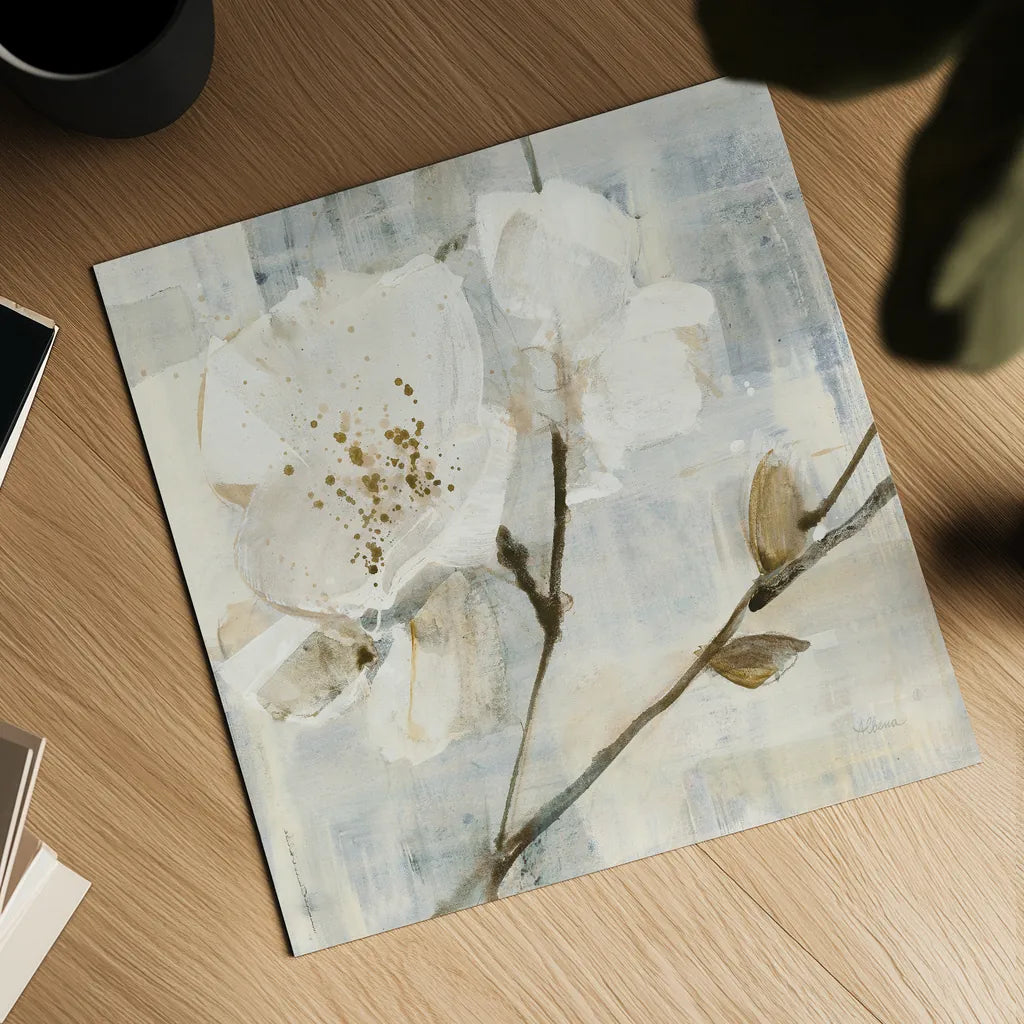 Elegance I Greige by Albena Hristova. Shown as a detailed flat fine art print, highlighting archival giclee quality. Available as an archival giclee rolled canvas, fine art paper, or poster print. SKU 33653a.