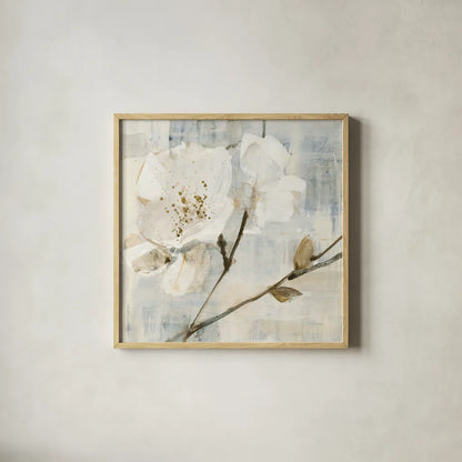 Elegance I Greige by Albena Hristova. Shown in a natural wood glass frame for a timeless modern aesthetic. Available as an archival giclee rolled canvas, fine art paper, or poster print. SKU 33653a.
