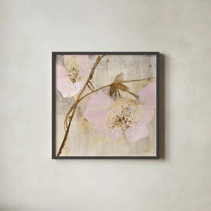Elegance II Pink by Albena Hristova. Shown in a sleek black glass frame for a contemporary gallery look. Available as an archival giclee rolled canvas, fine art paper, or poster print. SKU 44879a.