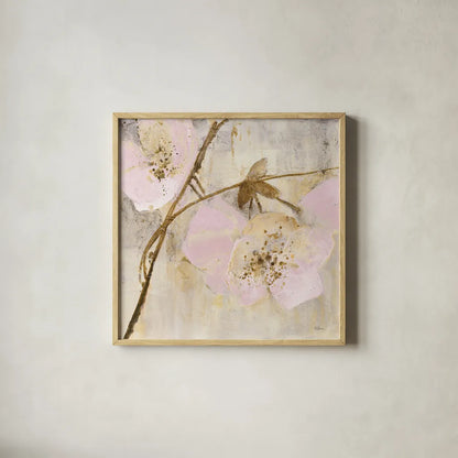 Elegance II Pink by Albena Hristova. Shown in a natural wood glass frame for a timeless modern aesthetic. Available as an archival giclee rolled canvas, fine art paper, or poster print. SKU 44879a.