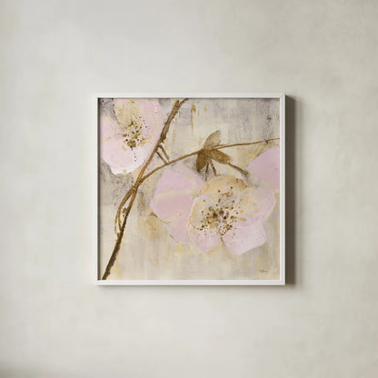 Elegance II Pink by Albena Hristova. Shown in a crisp white glass frame for a clean and minimalist style. Available as an archival giclee rolled canvas, fine art paper, or poster print. SKU 44879a.